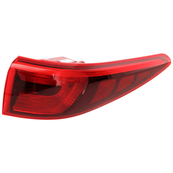 Passenger Side, Outer Tail Light, with Bulb, Halogen, Red Lens