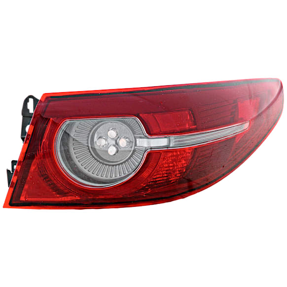 2020 Mazda 3 Base - Passenger Side, Outer LED Tail Light, With bulb(s), Sedan, Mounts on Body, For Models Without Signature Lighting, Clear & Red Lens