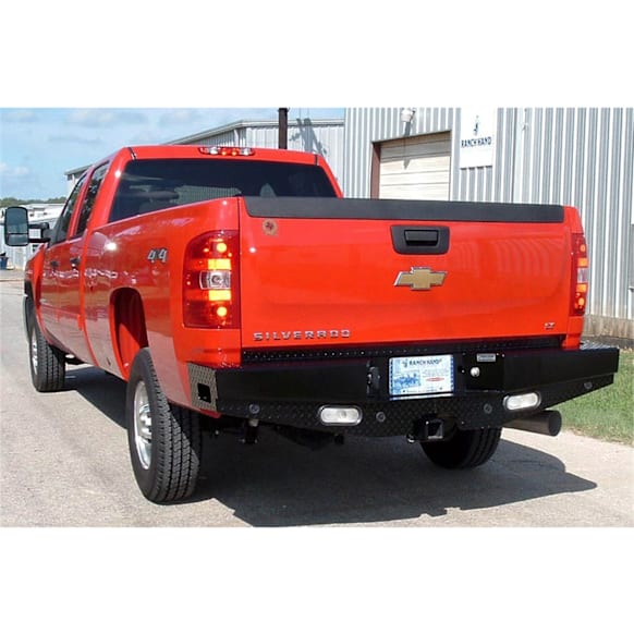2007 GMC Sierra 2500 HD - Rear Bumper, Lighted; w/Sensor Plugs; Factory Receiver Must Be Retained; For Models Built On or After 2007.5, Gloss Black Powdercoated