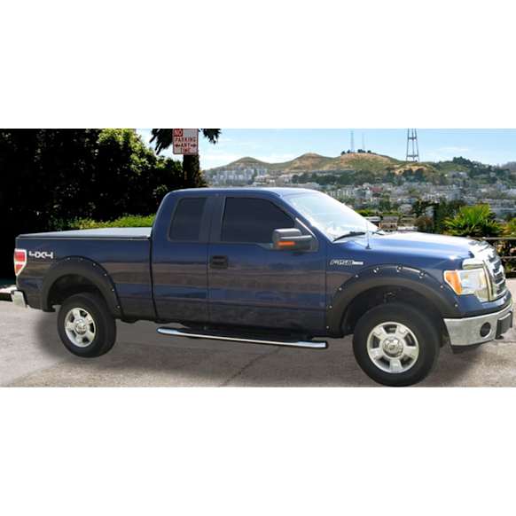 8422-2 Front and Rear, Driver and Passenger Side Fender Flares, Black Ruff Riderz Series