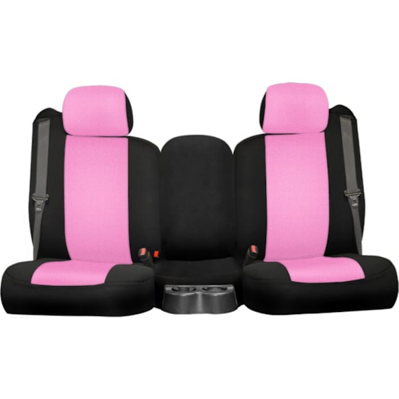 2016 Jeep Patriot - Front Row Seat Cover, With Fold-Flat Passenger Backrest, Without Optional Seat Airbags, Pink Insert With Black Sides, Made of Neosupreme, Solid Design, Low Back Bucket