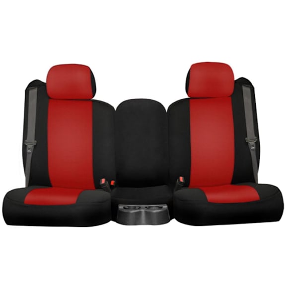 2015 Jeep Cherokee - Front Row Seat Cover, With Passenger Seat Fold-Flat And Storage Under Cushion, Red Insert With Black Sides, Made of Neosupreme, Solid Design, Low Back Bucket