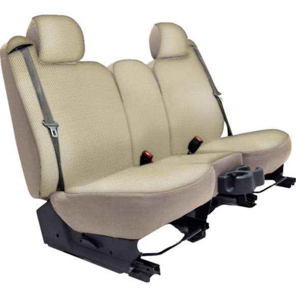 2008 GMC Sierra 1500 - Front Row Seat Cover, With Armrest; With Center Cushion Storage, Tan, Made of Spacer Mesh, Solid Design, 40/20/40 Split Backrest And Cushion