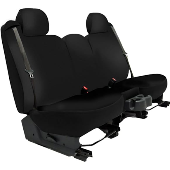 2014 Chevrolet Tahoe - Front Row Seat Cover, Airbag And Pocket Opening Standard; With Center Cushion Storage; With Console, Black, Made of Neosupreme, Solid Design, 40/20/40 Split Backrest And Cushion