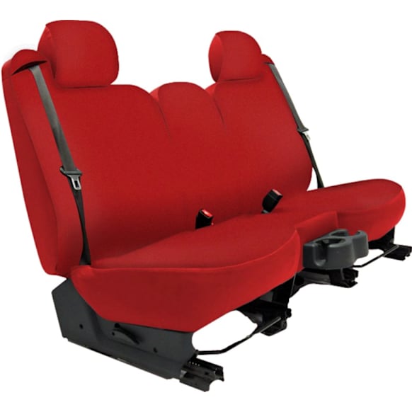 2008 GMC Sierra 1500 - Second Row Seat Cover, Extended Cab Pickup, Headrest Openings Standard, Not For 07 Classic, Red, Made of Neoprene, Solid Design, Solid Backrest And Cushion Bench