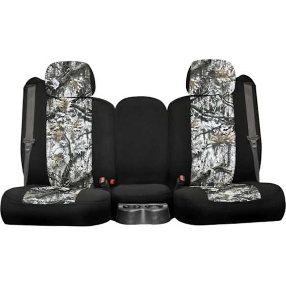 2007 Chevrolet Tahoe - Third Row Seat Cover, 3 Passenger Seat, Headrest Openings Std., Snow Insert With Black Sides, Made of Neoprene, Superflauge/Solid Design, 50/50 Split Backrest And Cushion