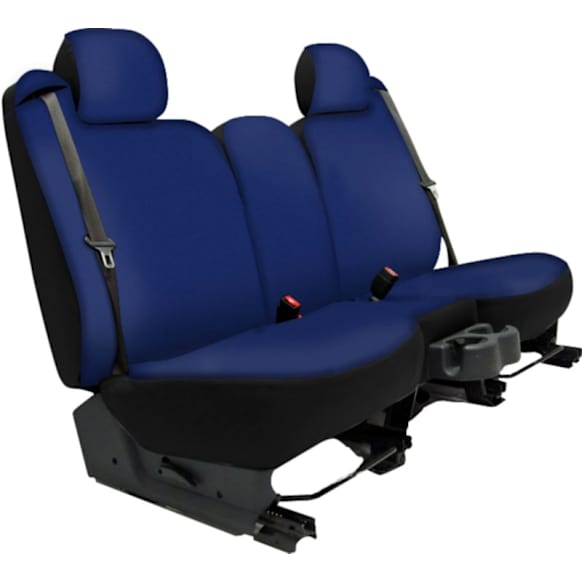 2012 Ram 1500 - Second Row Seat Cover, Crew Cab Pickup, Has 3 Headrests, 1 Armrest, Indent In Cushion, Royal Blue, Made of Neoprene, Solid Design, 40/60 Split Backrest And Cushion