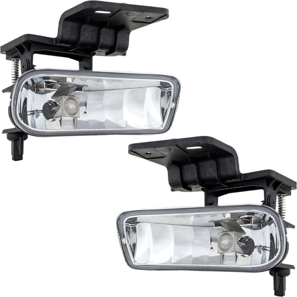 Front, Driver and Passenger Side Halogen Fog Lights, with Bulbs, Plastic Lens, Clear Lens, CAPA Certified
