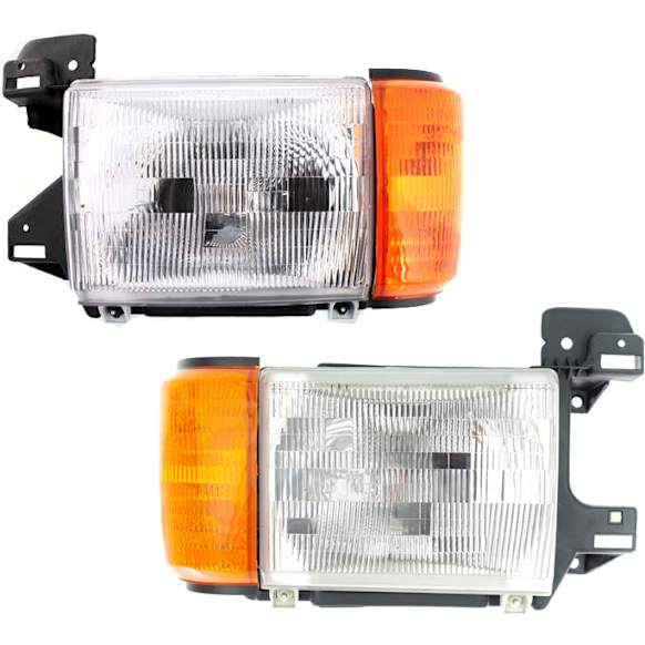 1990 Ford F-350 - Driver and Passenger Side Halogen Headlight, With bulb(s), OE Replacement