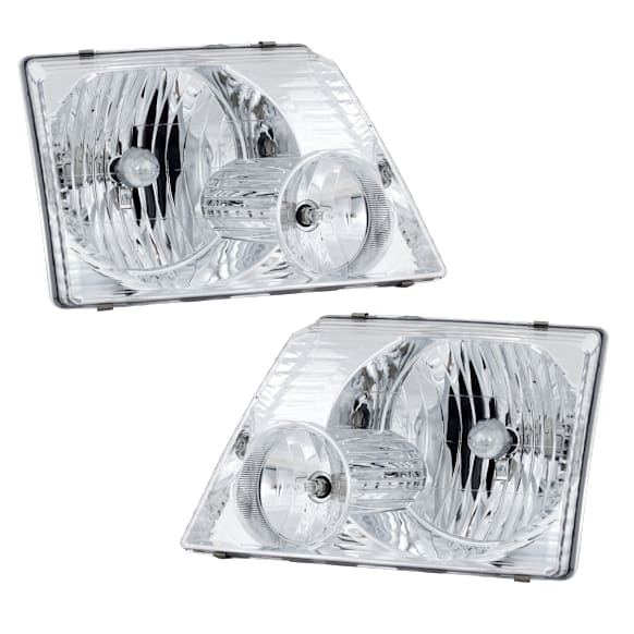 2002-2005 Ford Explorer - Driver and Passenger Side Halogen Headlight, With bulb(s), OE Replacement