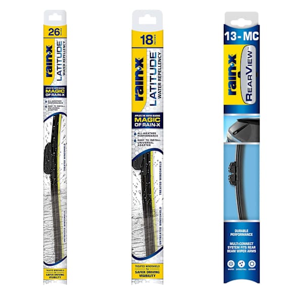 SET-5079275-2-FR Front, Driver and Passenger Side and Rear Latitude Water Repellency 2-n-1 Series and Rearview Series Wiper Blades, Driver Side - 26 in.; Passenger Side - 18 in.; Rear - 13 in.