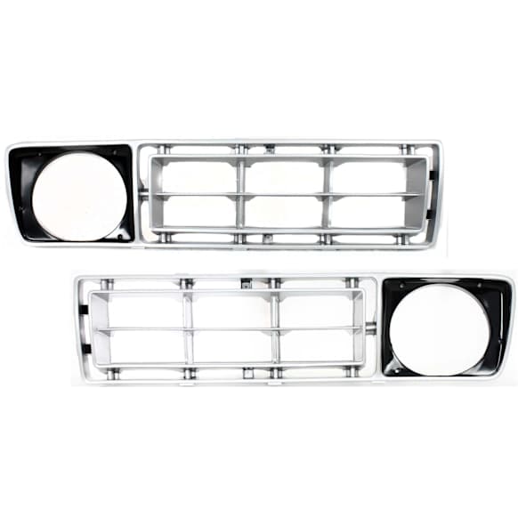 1976-1977 Ford F-150 - Driver and Passenger Side Grille Assemblies, Silver Shell and Insert, Grille