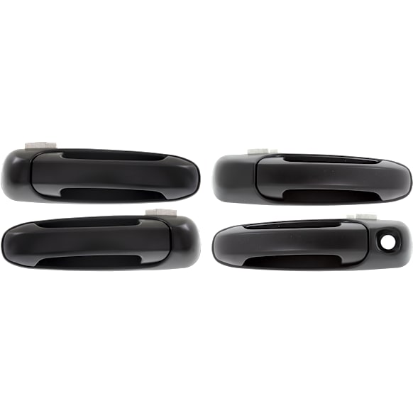 2002-2009 Dodge Ram 1500 - Front and Rear, Driver and Passenger Side Smooth Black Exterior Door Handle, Front Driver Side - With Key Hole; Front Passenger Side and Rear Driver and Passenger Side - Without Key Hole