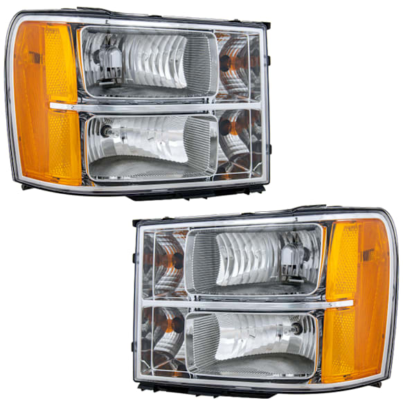 2007 GMC Sierra 2500 HD - Driver and Passenger Side Halogen Headlight, With bulb(s), New Body Style, OE Replacement