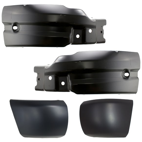 Front, Driver and Passenger Side Bumper End, Primed Plastic/Steel