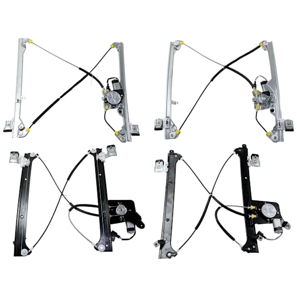 Front and Rear, Driver and Passenger Side Power Window Regulator, With Motor