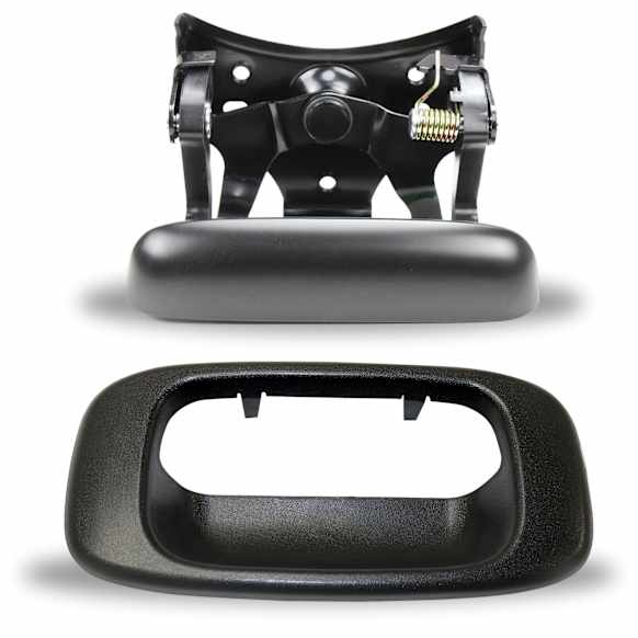 2003 Chevrolet Silverado 1500 - Tailgate Handle and Bezel, Smooth Black Lever with Textured Black Bezel, Plastic, Without Camera Hole, Without Key Hole