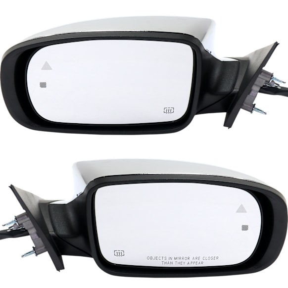 Driver and Passenger Side Mirrors, Power, Manual Folding, Heated, Chrome, In-housing Signal Light, With memory, With Puddle Light, No Auto-Dimming, With Blind Spot Detection in Glass