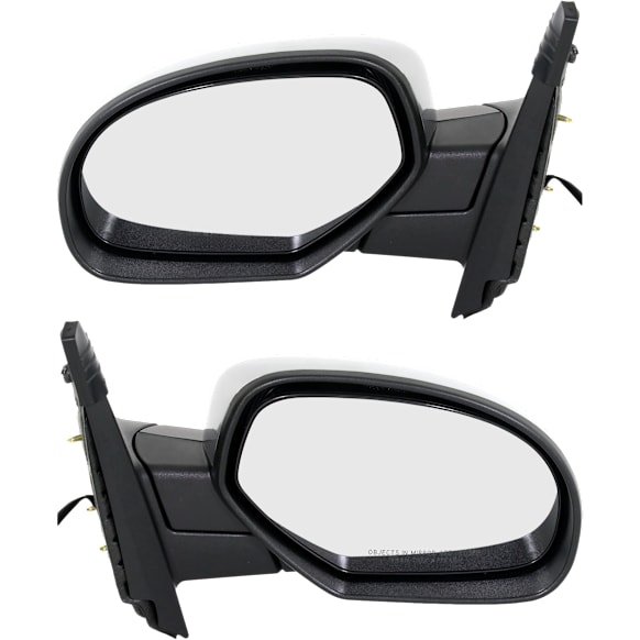 Driver and Passenger Side Mirror, Power Adjust, Heated, Manual Folding, Chrome, No Signal Light, No Memory, No Puddle Light, No Auto-Dimming, No Blind Spot Feature