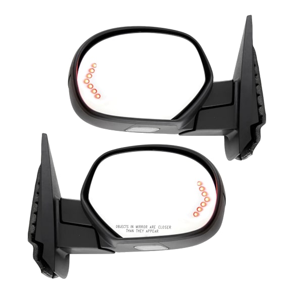 2009 Chevrolet Tahoe LTZ - Driver and Passenger Side Mirror, For Models Without Off Road Package, Power Adjust, Heated, With 1 Paintable and 1 Textured Black Cap, Power Folding, In-glass Signal Light, No Blind Spot Feature, No Memory, With Puddle Light, No Auto