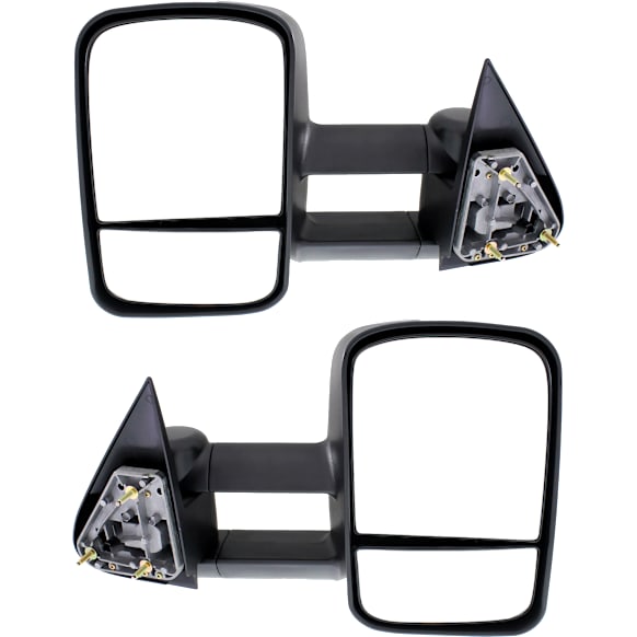 2001-2006 Chevrolet Silverado 2500 HD - Driver and Passenger Side Towing Mirrors, Manual Adjust, Manual Folding, Non-Heated, Textured Black, No Signal Light, No Memory, No Puddle Light, No Auto-Dimming