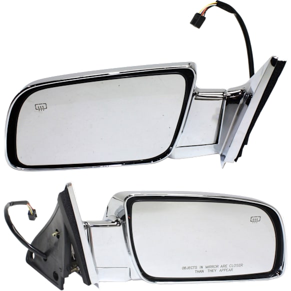 Driver and Passenger Side Mirrors, Power, Heated, Chrome, Non-Towing, Standard Type, with Chrome Base and Housing