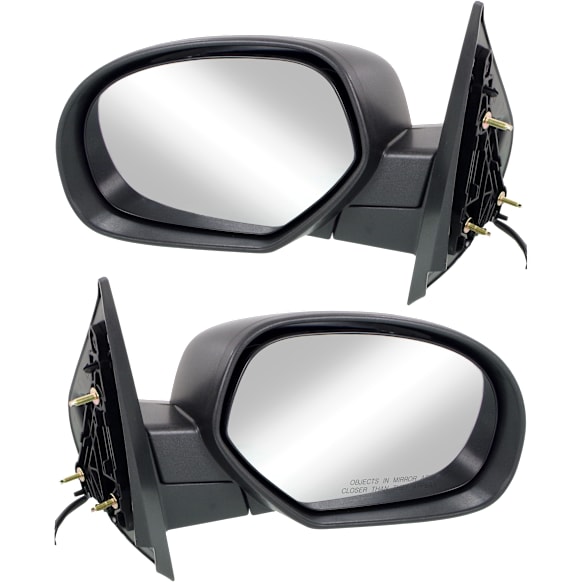 Driver and Passenger Side Mirror, Power Adjust, Heated, Manual Folding, With 1 Paintable and 1 Textured Black Cap, No Signal Light, No Memory, No Puddle Light, No Auto-Dimming
