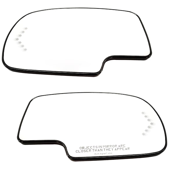2007 GMC Sierra 1500 HD Classic - Mirror Glass Driver and Passenger Side, Old Body Style, For Models With Non-Towing Mirror, Heated, No Blind Spot Feature, In-glass Signal Light, No Auto-Dimming