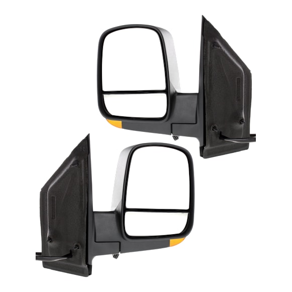 2023 GMC Savana 3500 - Driver and Passenger Side Mirror, Power Adjust, Heated, Textured Black, Manual Folding, In-housing Signal Light, With Blind Spot Glass, No Memory, No Puddle Light, No Auto-Dimming