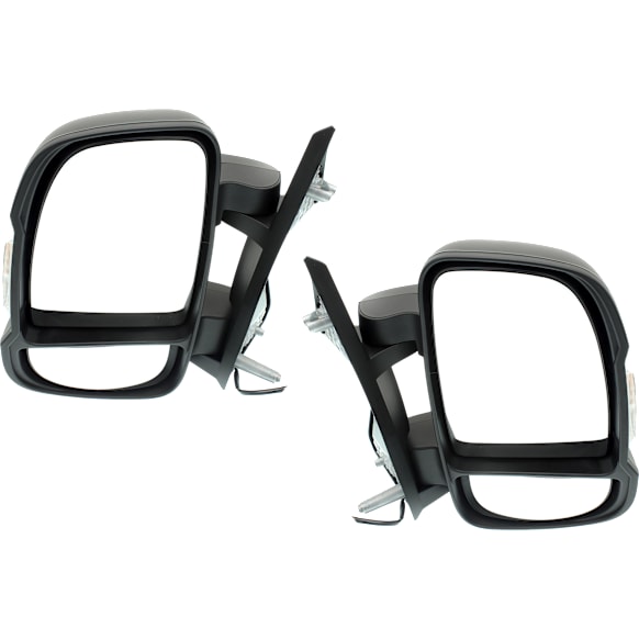 2020 Ram ProMaster 1500 - Driver and Passenger Side Mirror, Manual Adjust, Non-Heated, Textured Black, Manual Folding, In-housing Signal Light, No Blind Spot Feature, No Memory, No Puddle Light, No Auto-Dimming