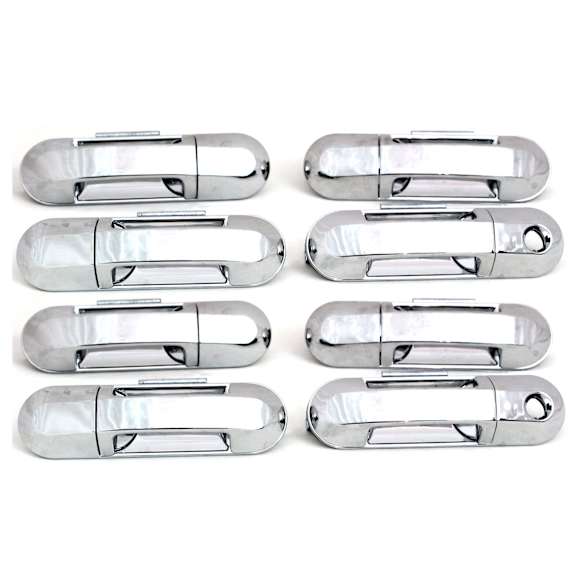 2007-2010 Ford Explorer Sport Trac - Front and Rear, Driver and Passenger Side Exterior Door Handles, Chrome, Driver Side - With Key Hole; Passenger Side - Without Key Hole