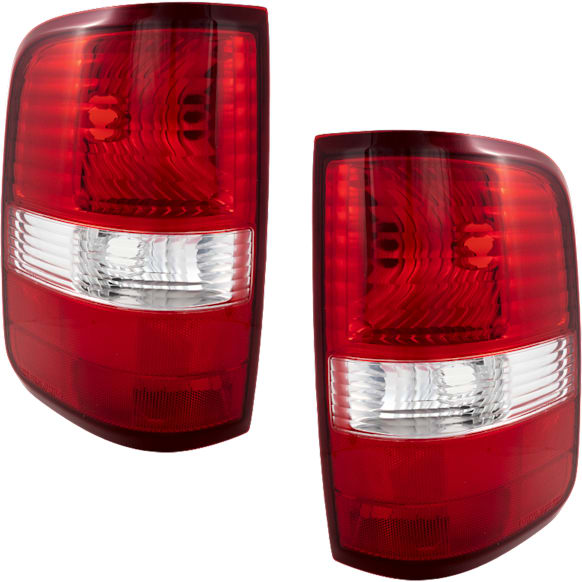 Driver and Passenger Side Tail Light, without Bulb, Halogen, Clear and Red Lens, Styleside, New Body Style, Production Date To August 8 2005, Except H-Dvidson Model