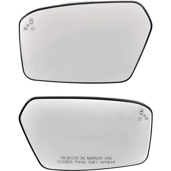 Driver and Passenger Side Mirror Glass, Heated, With Blind Spot Detection in Glass, With backing plate, Includes (2) Mirror Glasses