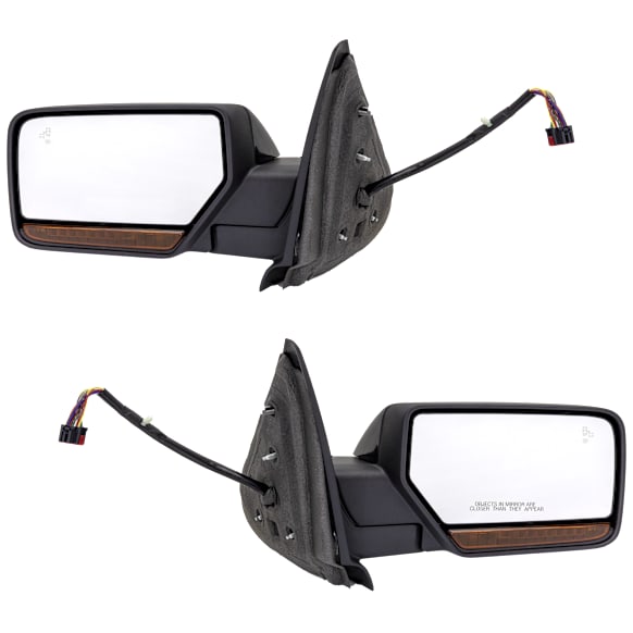 2015-2017 Ford Expedition - Driver and Passenger Side Mirror, Power Adjust, Heated, Power Folding, Paintable, In-housing Signal Light, With Memory, With Puddle Light, No Auto-Dimming, With Blind Spot Detection in Glass