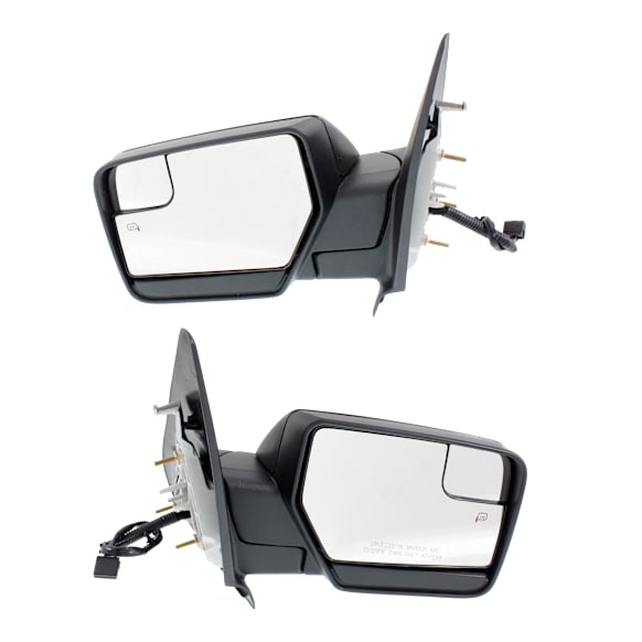2017 Ford Expedition Platinum - Driver and Passenger Side Mirror, Power Adjust, Heated, Textured Black, Manual Folding, No Signal Light, With Blind Spot Glass, No Memory, With Puddle Light, No Auto-Dimming