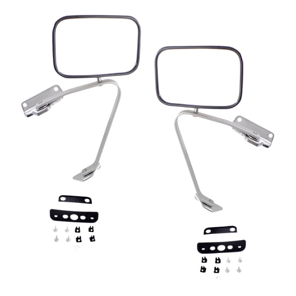 Driver and Passenger Side Mirror, Manual Adjust, Non-Heated, Manual Folding, Polished, No Signal Light, Without Memory Recall, No Puddle Light, No Auto-Dimming, No Blind Spot Feature