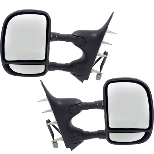 Driver and Passenger Side Towing Mirror, Power Adjust, Non-Heated, Manual Folding, Textured Black, No Signal Light, No Memory, No Puddle Light, No Auto-Dimming, No Blind Spot Feature