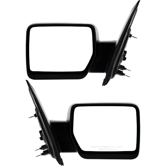 2010 Ford F-150 STX - Driver and Passenger Side Mirror, Power Adjust, Non-Heated, Textured Black, Manual Folding, No Signal Light, No Blind Spot Feature, No Memory, No Puddle Light, No Auto-Dimming