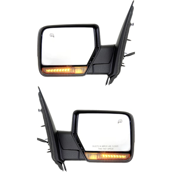 2011 Ford Expedition - Driver and Passenger Side Mirror, Power Adjust, Heated, Textured Black, Manual Folding, In-housing Signal Light, No Blind Spot Feature, With Memory, With Puddle Light, No Auto-Dimming