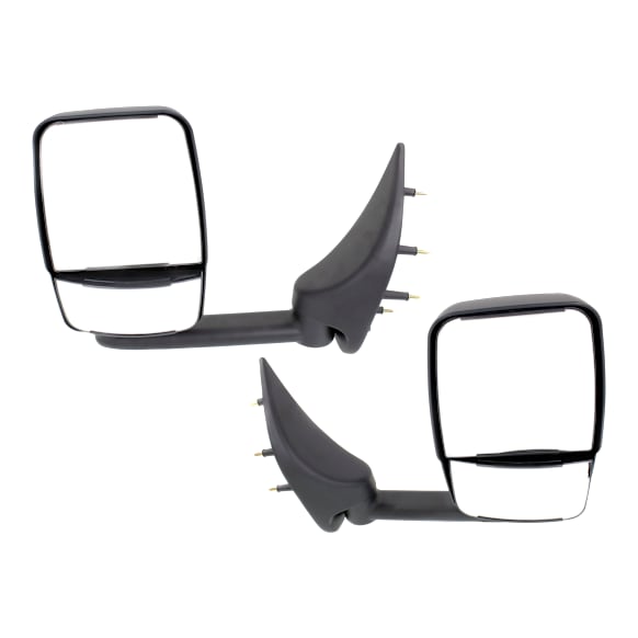 Driver and Passenger Side Towing Mirror, Manual Adjust, Non-Heated, Manual Folding, Paintable, No Signal Light, No Memory, No Puddle Light, No Auto-Dimming, No Blind Spot Feature