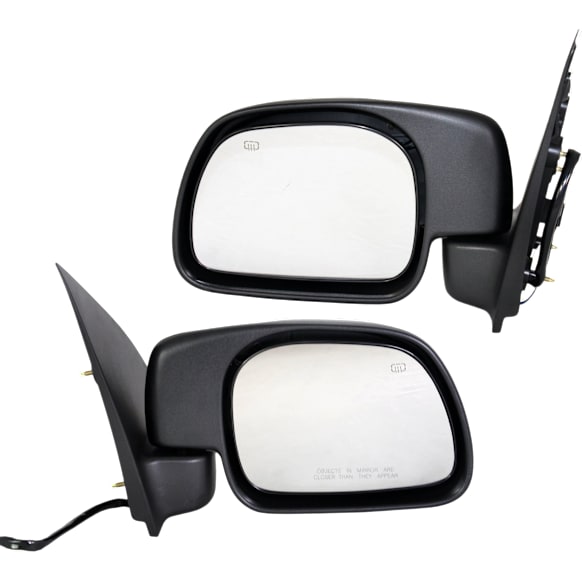 2000 Ford Excursion - Driver and Passenger Side Mirror, Power Adjust, Heated, Textured Black, Manual Folding, No Signal Light, No Blind Spot Feature, Without Memory Recall, No Puddle Light, No Auto-Dimming