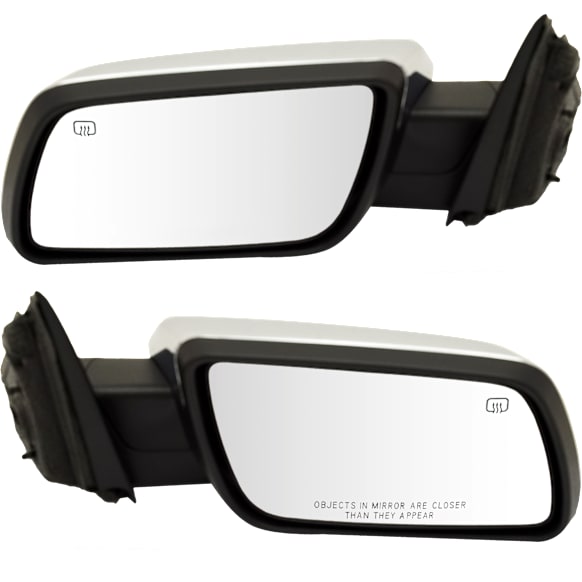 2011 Ford Flex Titanium - Driver and Passenger Side Mirror, Power Adjust, Heated, Chrome, Manual Folding, No Signal Light, No Blind Spot Feature, With Memory, With Puddle Light, No Auto-Dimming