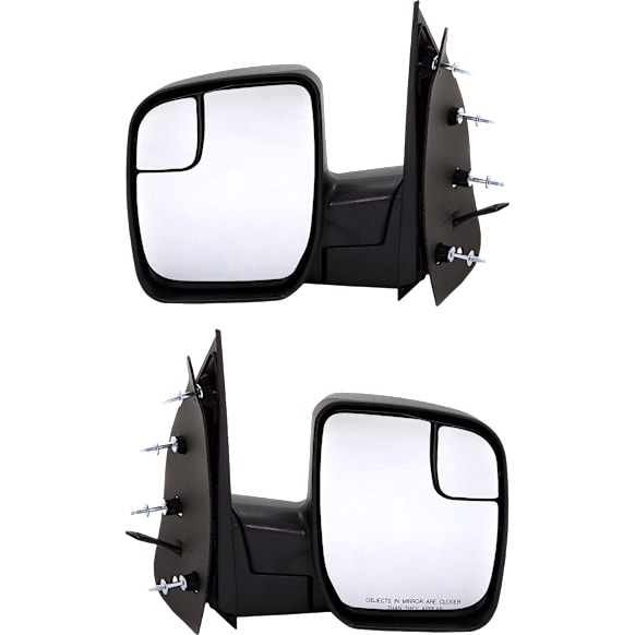 2014 Ford E-250 - Driver and Passenger Side Mirror, Power Adjust, Non-Heated, Textured Black, Manual Folding, No Signal Light, No Blind Spot Feature, No Memory, No Puddle Light, No Auto-Dimming
