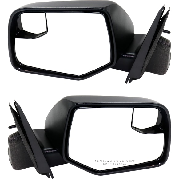 Driver and Passenger Side Mirrors, Power, Non-Heated, Textured Black, Manual Folding, No Signal Light, with Blind Spot Glass, No Memory, No Puddle Light, No Auto-Dimming