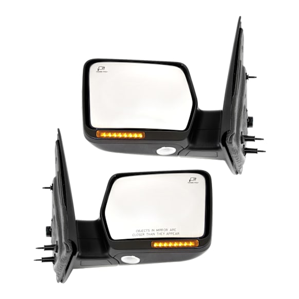 2005 Ford F-150 - Driver and Passenger Side Mirror, Power Adjust, Heated, Textured Black, Power Folding, In-housing Signal Light, No Blind Spot Feature, No Memory, With Puddle Light, No Auto-Dimming