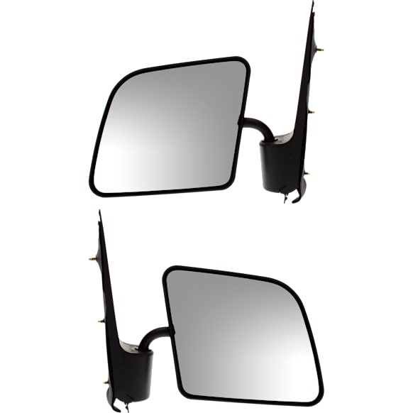 2007 Ford E-150 - Driver and Passenger Side Mirror, Manual Adjust, Non-Heated, Textured Black, Manual Folding, No Signal Light, No Blind Spot Feature, Without Memory Recall, No Puddle Light, No Auto-Dimming, Standard Passenger Van