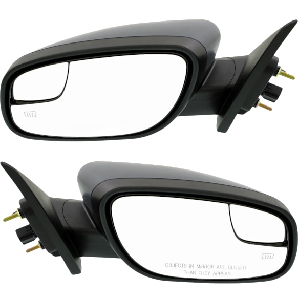 Driver and Passenger Side Mirror, Power Adjust, Heated, Manual Folding, Textured Black, No Signal Light, No Memory, With Puddle Light, No Auto-Dimming, With Blind Spot Glass