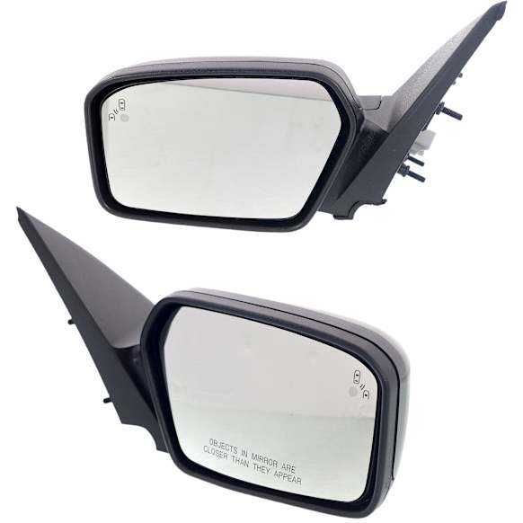 2010-2012 Ford Fusion - Driver and Passenger Side Non-Towing Mirrors, Power, Non-Folding, Heated, With 1 Paintable and 1 Textured Black Cap, No Signal Light, No Memory, With Puddle Light, No Auto-Dimming