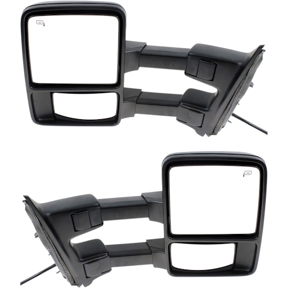Driver and Passenger Side Towing Mirror, Power Adjust, Heated, Power Folding, With 1 Chrome and 1 Paintable Cap, In-housing Signal Light, With Memory, No Puddle Light, No Auto-Dimming