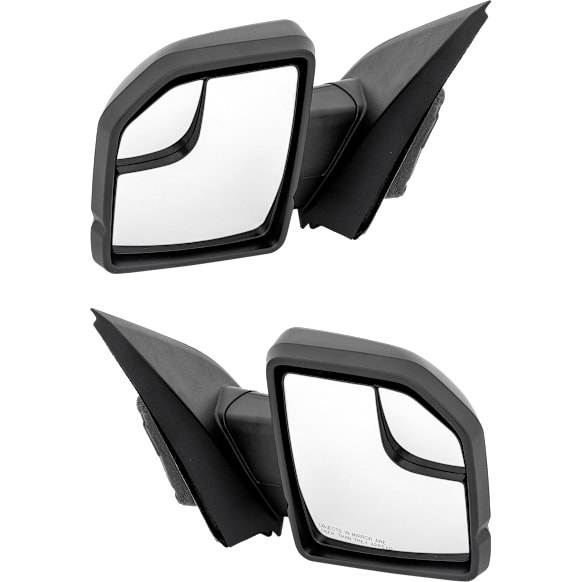 Driver and Passenger Side Mirror, Power Adjust, Non-Heated, Manual Folding, Textured Black, No Signal Light, No Memory, No Puddle Light, No Auto-Dimming, With Blind Spot Glass